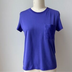 Hermes Women's Purple Short Sleeve TShirt Top with a pocket, Size 38 ( US 4 )
